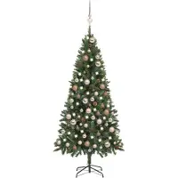 vidaXL Kunstkerstboom met verlichting kerstballen dennenappels 180 cm