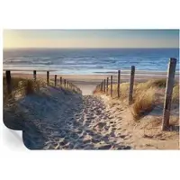 Wallfluent Zelfklevend Fotobehang - Wit Vliesbehang - 152x104 cm - Strandpad Fotobehang - Woonkamer behang Landschappen - Behang Zonder Lijm - Scheurbestendig Behang
