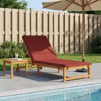 vidaXL Ligstoel Kussen GEMERT 100% Polyester Wijnrood 200 x 70 x 3 cm