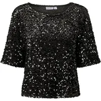 Pieces Pckammy Pailletten Top Met Korte Mouwen Dames Zwart M