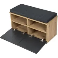 En.casa Schoenenrek Brande 80x35x42 cm eikenkleurig en zwart []