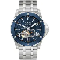 Bulova Marine Star Heren Zilveren Horloge 98A302