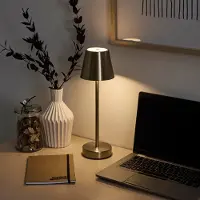 Home Deco Factory Portable tafellamp LED - goud - touch - 36 cm - USB oplaadbaar - binnen / buiten
