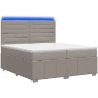 vidaXL LED boxspringbed met matras, taupe, 200 x 200 cm, gestoffeerd