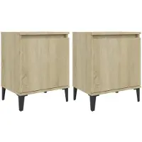 vidaXL Nachtkastjes met metalen poten 40x30x50 cm sonoma eikenkleurig