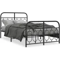 vidaXL Bedframe met hoofdeinde en voeteneinde, zwart metaal, 120x190 cm