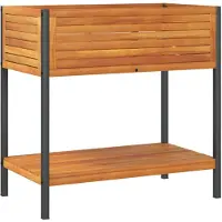 vidaXL Plantenbak met schap 80x45x80 cm massief acaciahout en staal