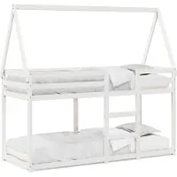 vidaXL Etagebed met dak, wit, 80x200 cm, massief grenenhout