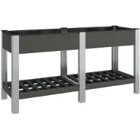 vidaXL Plantenbak verhoogd met schap 150x50x75 cm HKC grijs