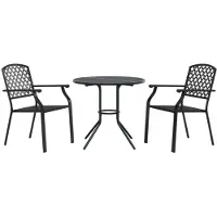 vidaXL Tuinstoelset, 3-delig, stapelbaar, met poedercoating van staal