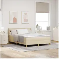 vidaXL Boxspring bed met matras met hoofdeinde Crème 200 x 160 cm Stof