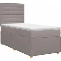 vidaXL Boxspringbed met matras met hoofdeinde Taupe 90 x 200 cm Stof