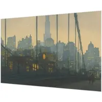 Wallfluent Fotobehang - Grijs Vliesbehang - 152x104 cm - Avondpanorama Muurschildering - Gang behang Steden - Fotobehang Vlies - Gang behang