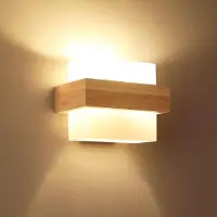 COMELY Toolight Wandlamp, binnentoepassing, hout, moderne wandlamp voor binnen, inclusief E27 lamp, creatieve wandlamp van hout met glazen lampenkap, geschikt voor trappenhuis, woonkamer, slaapkamer, hal
