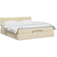 vidaXL Ottoman bed met matras Crèmekleurig 140 x 190 cm Stof