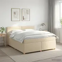 vidaXL Boxspringbed met matras Crèmekleurig 160 x 200 cm Stof