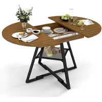 Puluomis Uitschuifbare eettafel met opbergruimte, 100-130 cm, geschikt voor 2-6 personen, met verborgen vakken en open planken, draagvermogen van 120 kg, ideaal voor woonkamer of eetkamer