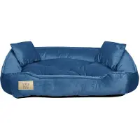 AIO Factory Hondenbed, looprek, 75 x 65 cm, blauwe fluweel