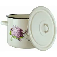 Epewex Degelijke Emaille Pan met Deksel 4.5L Bloemen - Europees Product