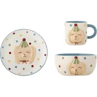 Bloomingville Mini Party set blauw bord, mok en schaaltje