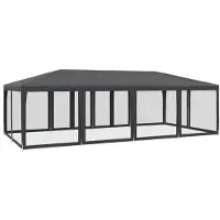 vidaXL partytent met 12 mesh-zijpanelen, antraciet, 8x4 meter, HDPE