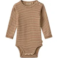 Wheat katoenen gestreepte romper - bruin/beige Streep - maat 92