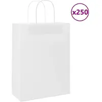 vidaXL Papieren zakken 250 st met hengsels 26x12x35 cm wit