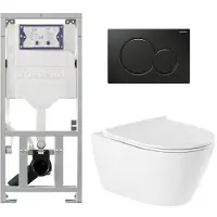 Geberit QeramiQ Salina Toiletset - rimless - diepspoel - softclose - quickrelease zitting - Sigma01 bedieningsplaat gitzwart - wit 0701131/0700524/sw96855/sw96857/
