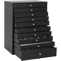 vidaXL Sieradendoos 10-laags met horlogehouders zwart 29x20,5x40,5 cm