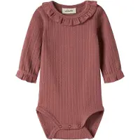 Lil´ Atelier BABY gebreide romper met ruches - oudroze Meisjes Katoen Ronde hals - maat 56