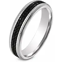Cilla Jewels Zilverkleurige Damesring 6mm met Zwarte Zirkonia - 16mm