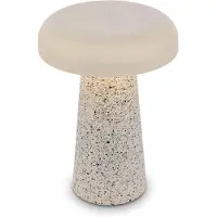 Briloner LED-tafellamp, draadloos, Ø12x17cm, 2,6W, 140lm, 3000K, warm wit, dimbaar, travertin - tafellamp voor woonkamer, slaapkamer, balkon