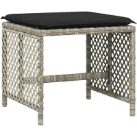 vidaXL Tuinkrukken 4 st met kussens 41x41x36 cm poly rattan lichtgrijs