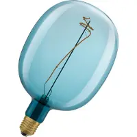 Osram Vintage 1906 LED-lamp met blauwe tint, 4,5W, 100lm, bolvormig met een diameter van 170mm en een E27-fitting, warmwitte lichtkleur, dimbaar, tot 15.000 uur levensduur