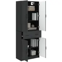 vidaXL Kast Set 2 st Zwart Bewerkt hout