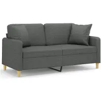 vidaXL Tweezitsbank met sierkussens 140 cm stof donkergrijs