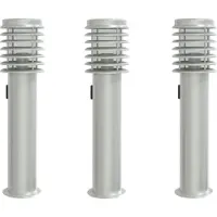 vidaXL Wegverlichting met stopcontact, 3 stuks, zilverkleurig, 60 cm, roestvrij staal