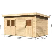 Karibu tuinhuis, tuinhuis, 2-kamerhuis, model Mattrup, onbehandeld, afmetingen 424x274x230 cm
