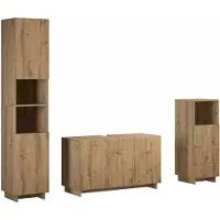 vidaXL Badkamerkast set 3 st Artisanaal eiken Bewerkt hout
