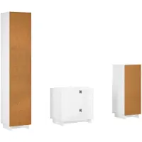 vidaXL - Badkamerkast - set - 3 - st - Hoogglans - Wit - Bewerkt - hout