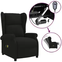 vidaXL - Wingback - elektrische - massage - relaxstoel - Zwart - Stof