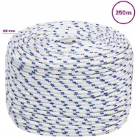 vidaXL Multifunctioneel touw 8 mm 250 m Wit en Blauw PP