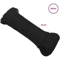 vidaXL Multifunctioneel touw 3 mm 500 m Zwart PP