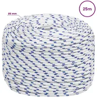 vidaXL Multifunctioneel touw 6 mm 25 m Wit en Blauw PP