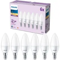 Philips Kaarslamp Mat - 40 W - E14 - Warmwit licht - 6 stuks