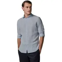 Profuomo Overhemd lichtblauw cutaway boord Slim Fit linnen