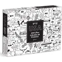 Galison 1000 Piece Puzzle: Maptote USA Colour-in