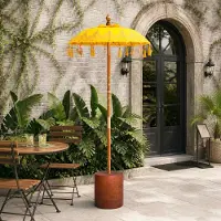 vidaXL Balinese parasol met basis 2 st Geel Katoen