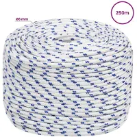 vidaXL Multifunctioneel touw 6 mm 250 m Wit en Blauw PP