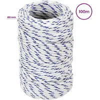 vidaXL Multifunctioneel touw 2 mm 100 m Wit en Blauw PP